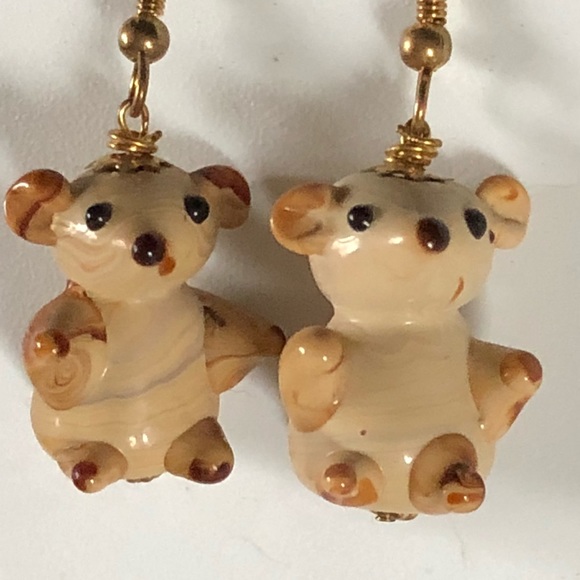 Hand Blown Glass Squirrel Earrings - Picture 4 of 5